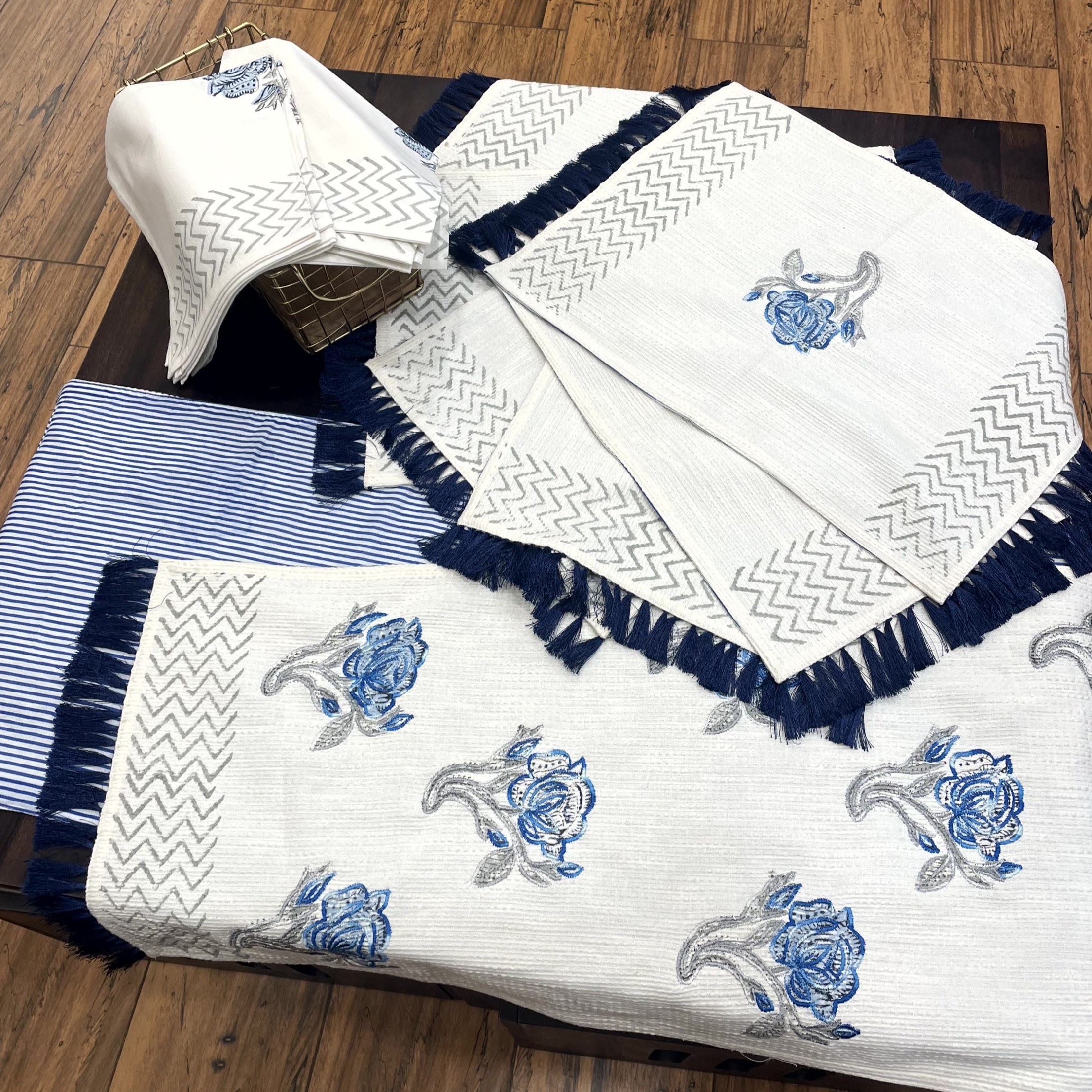  Azure Blossom Complete Dining Set