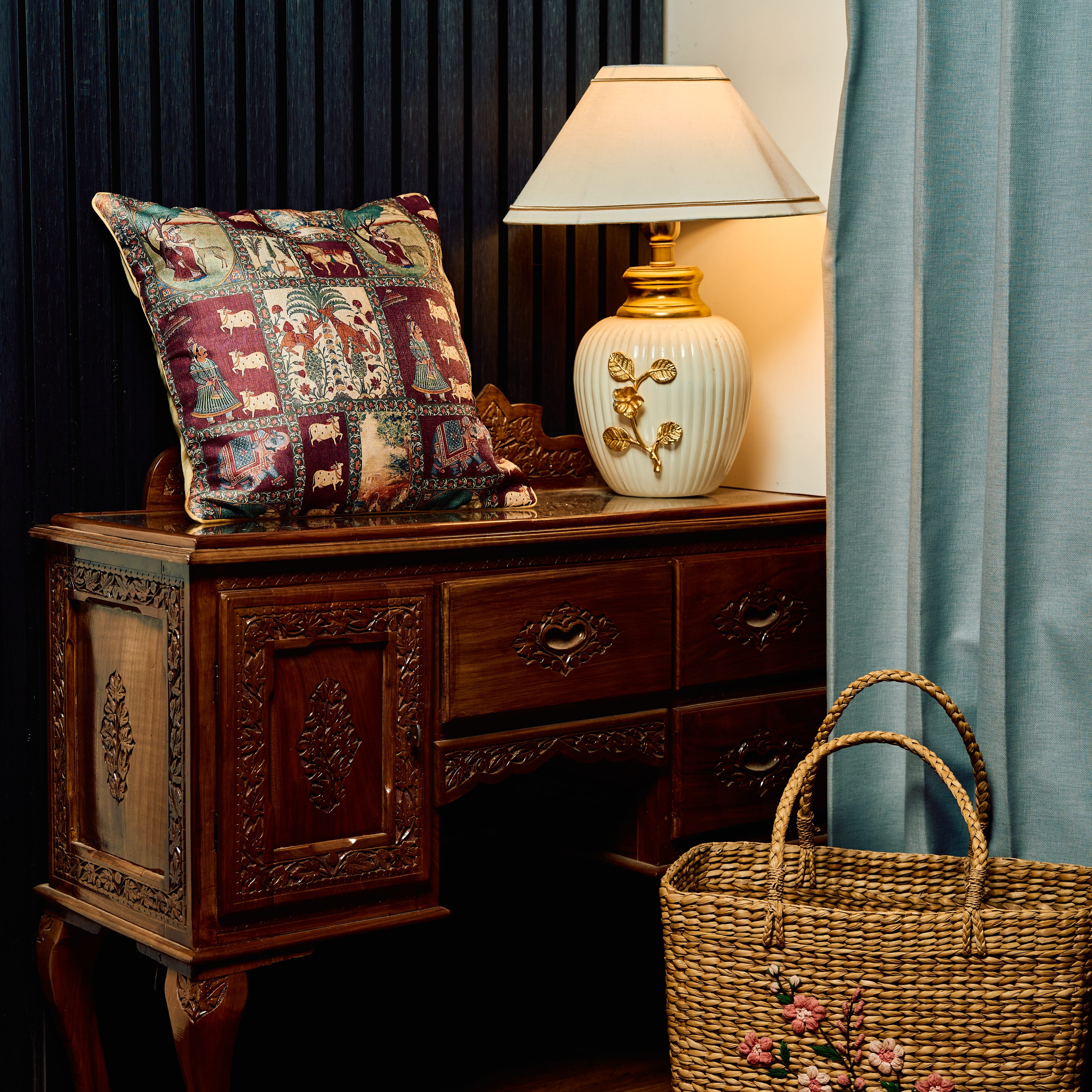 Mithila Heritage Madhubani Silk Cushion