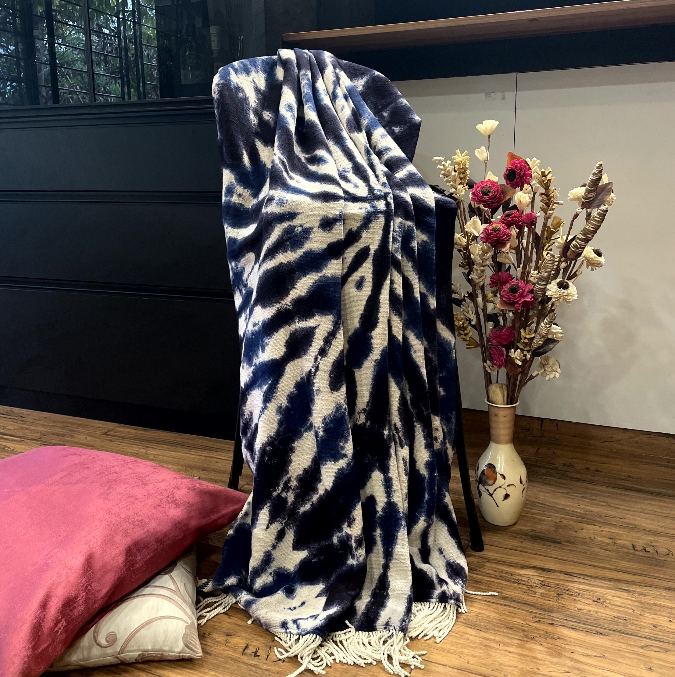 Indigo Grid Reversible Throw
