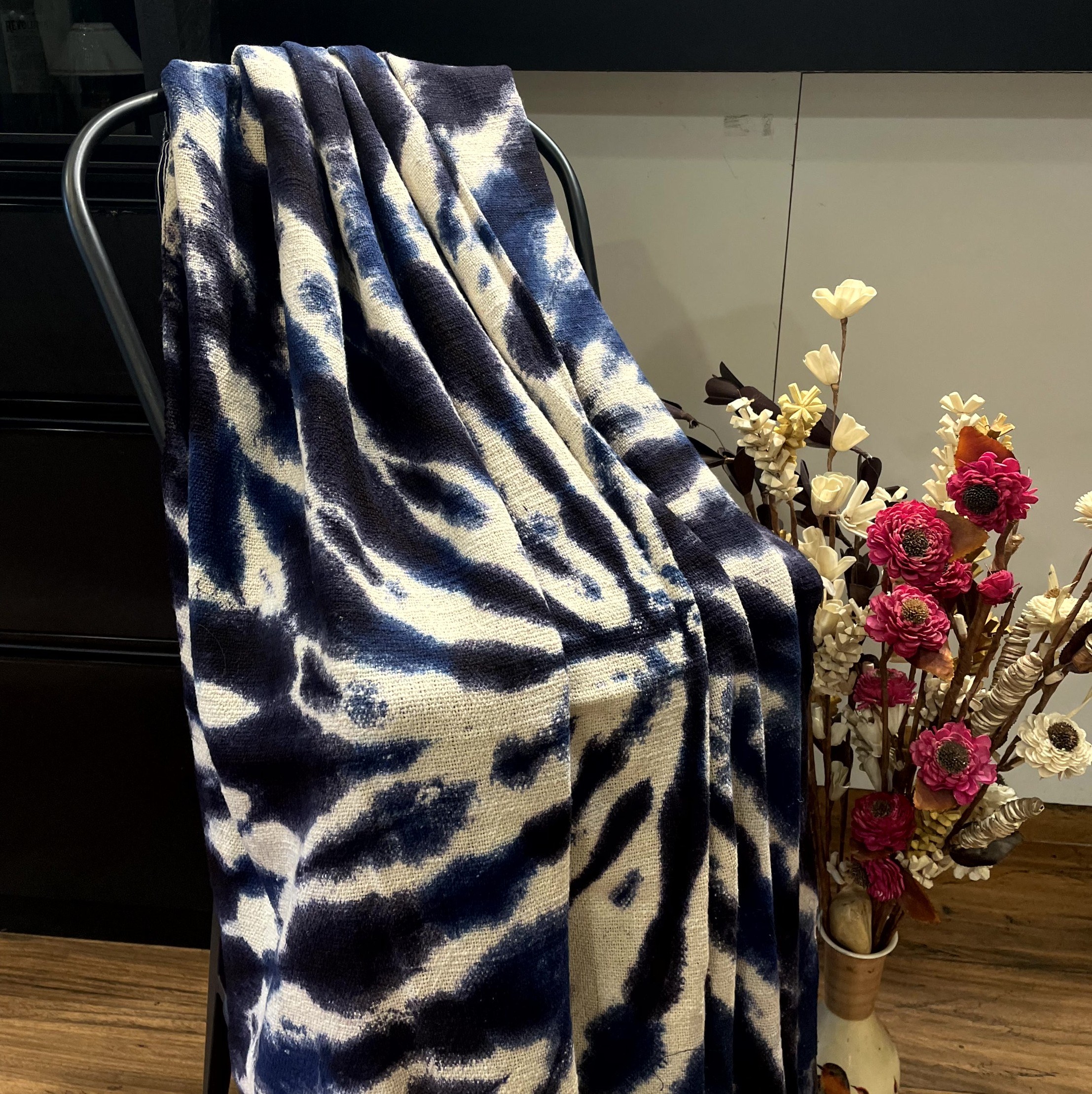 Indigo Grid Reversible Throw
