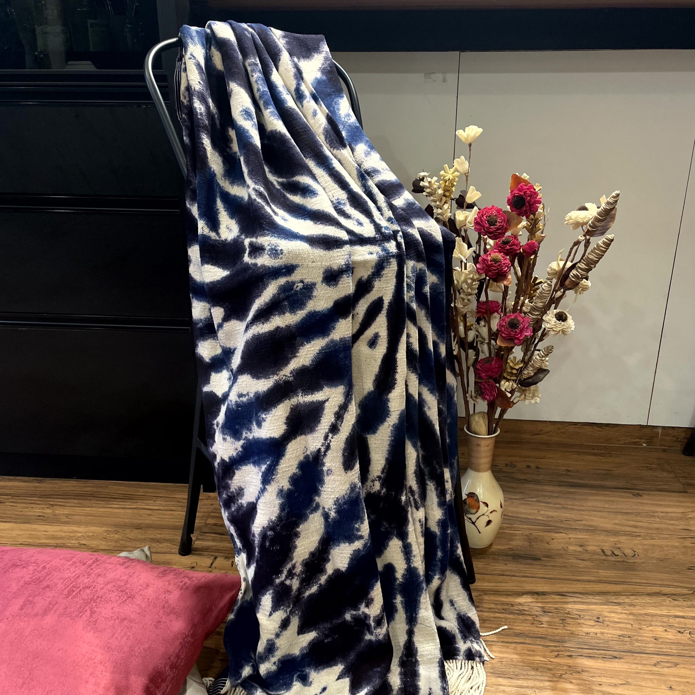 Indigo Grid Reversible Throw