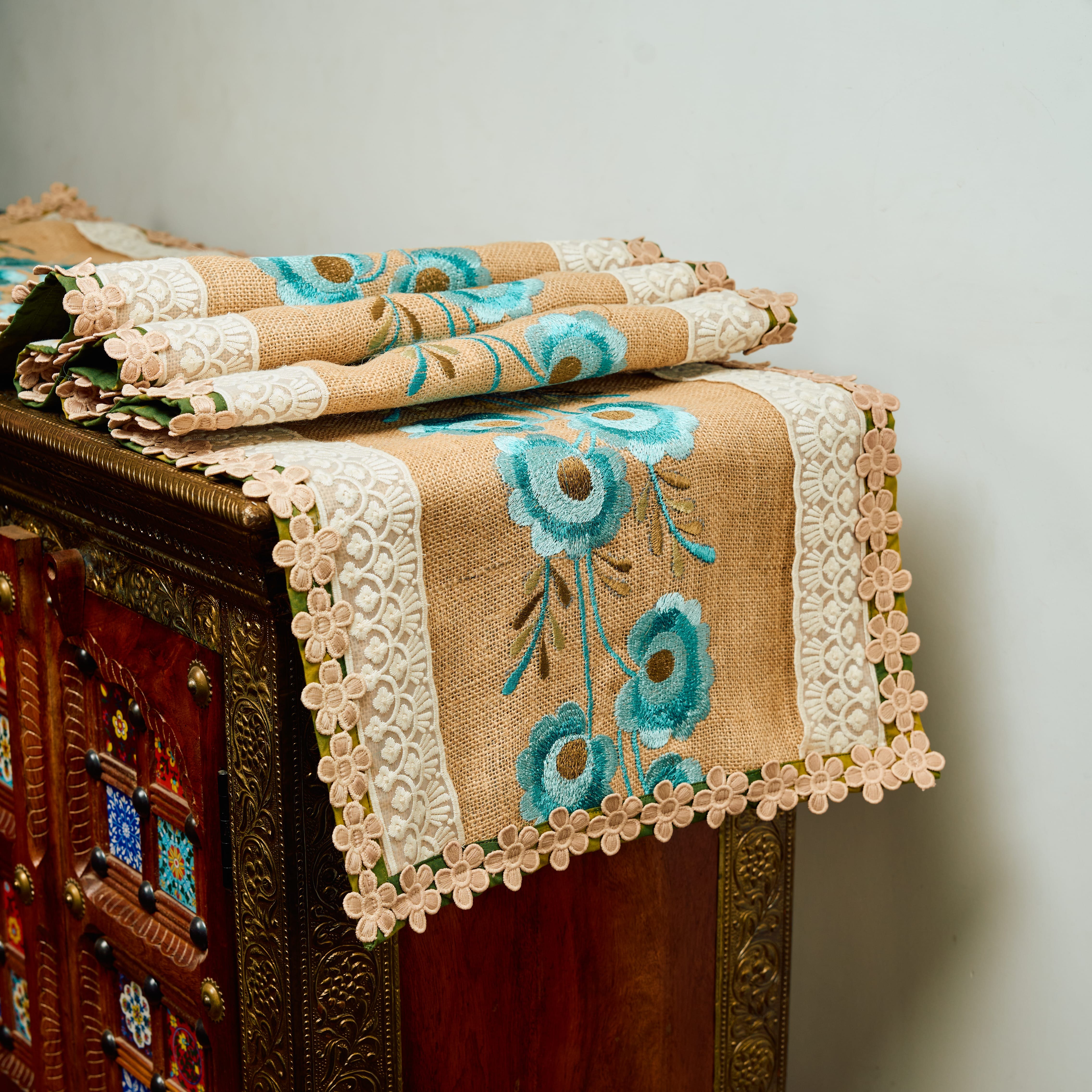 Meadow Breeze Embroidered Jute Runner