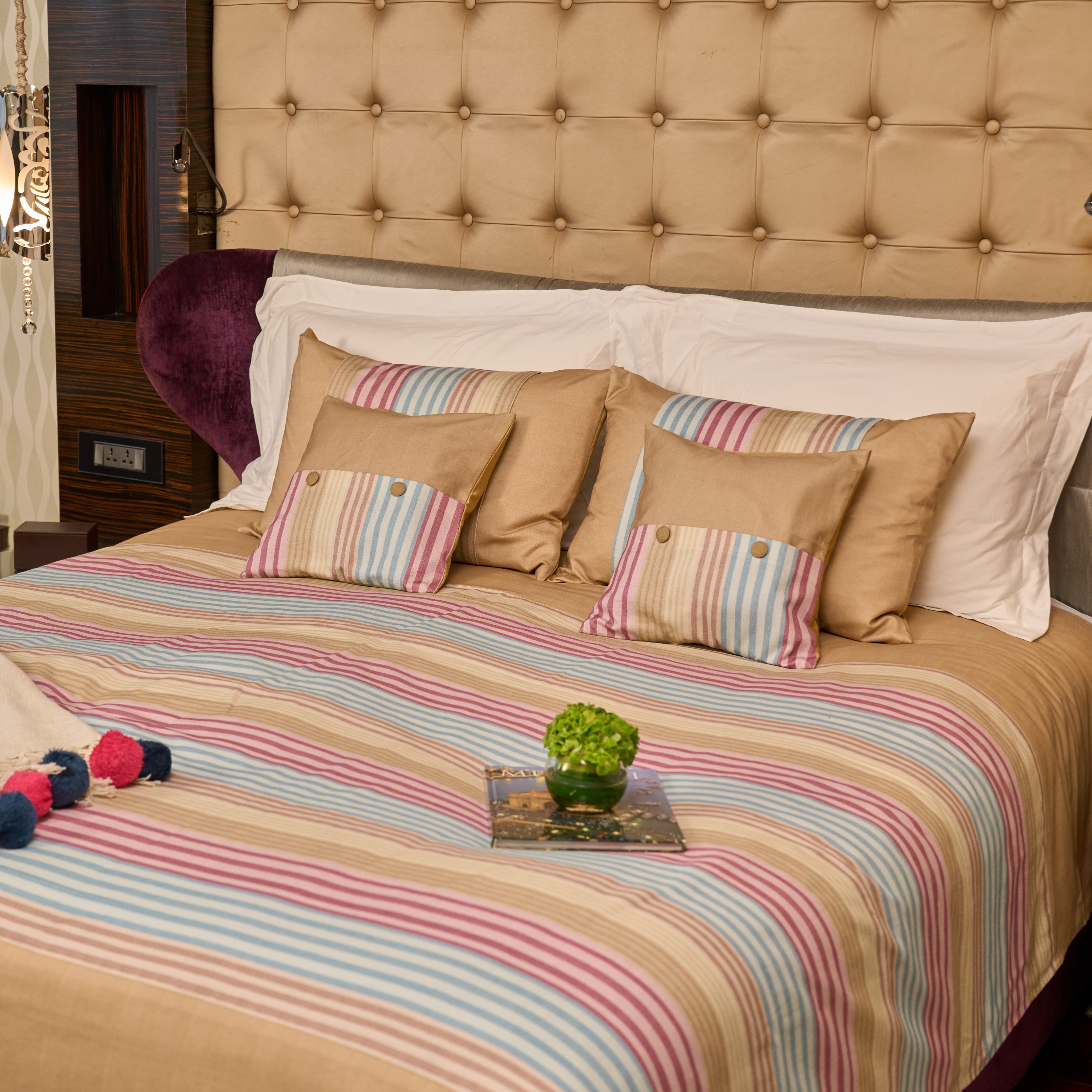 Pastel Horizon Pure Cotton Striped 5-Piece Bedspread Set
