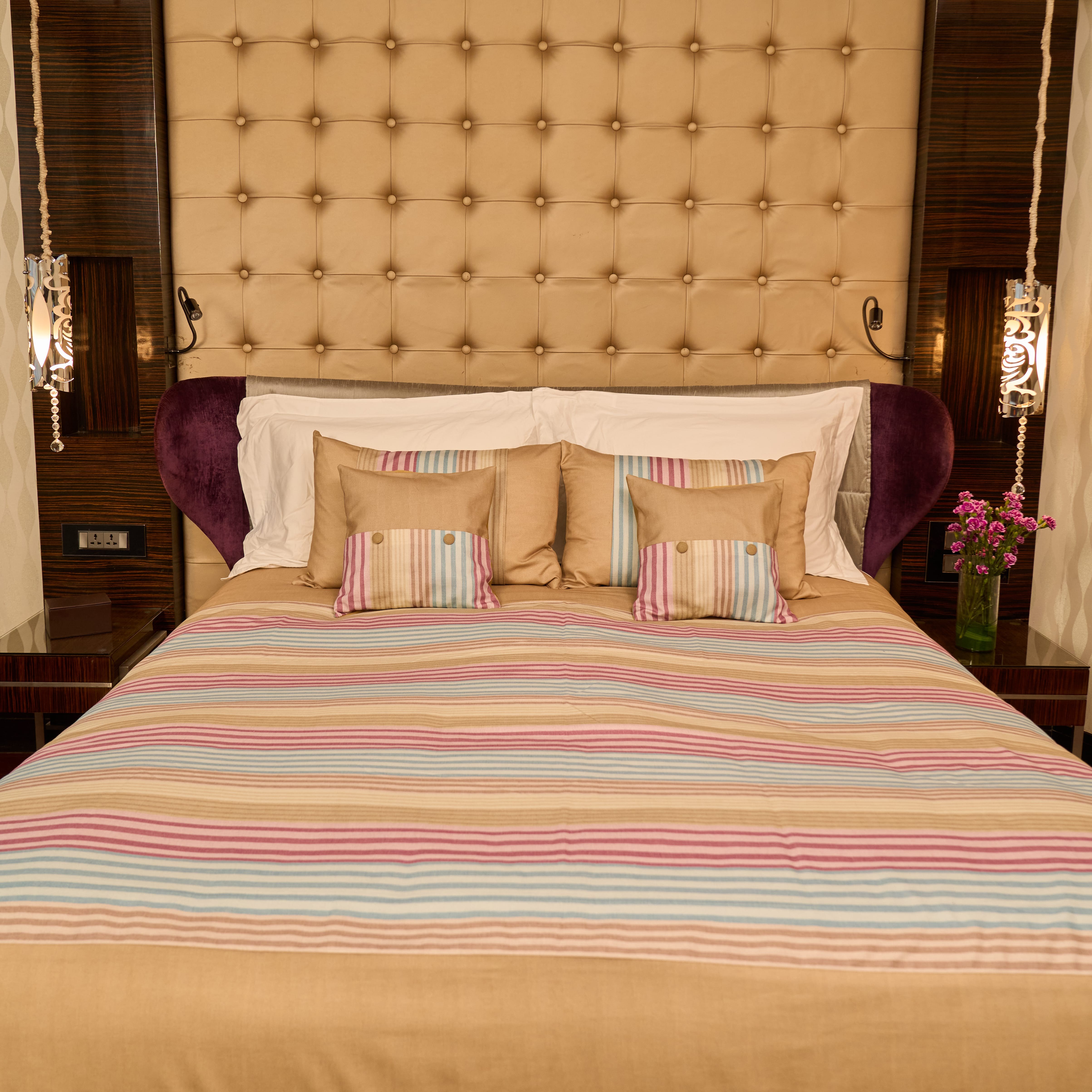 Pastel Horizon Pure Cotton Striped 5-Piece Bedspread Set
