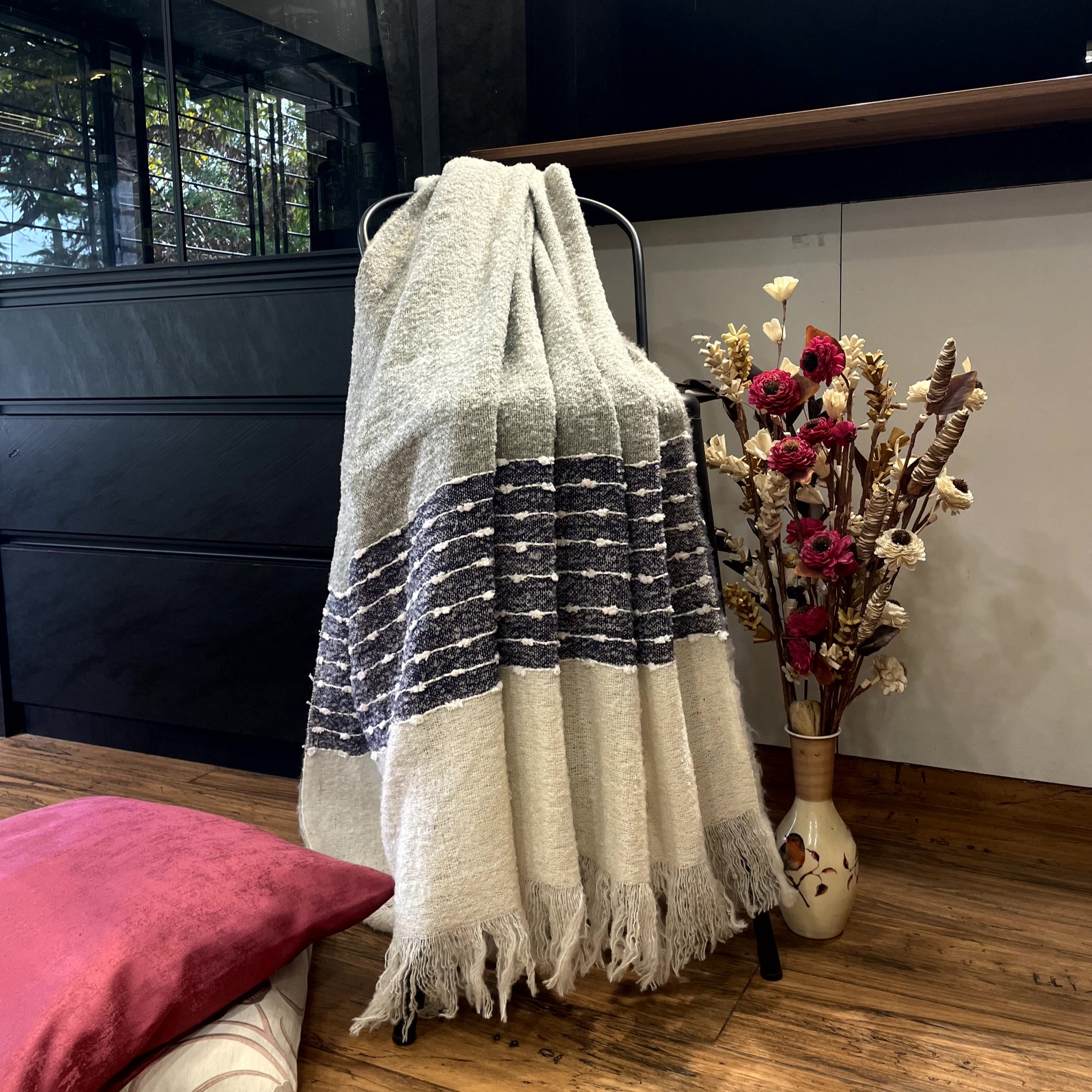 Textural Minimalist Reversible Throw